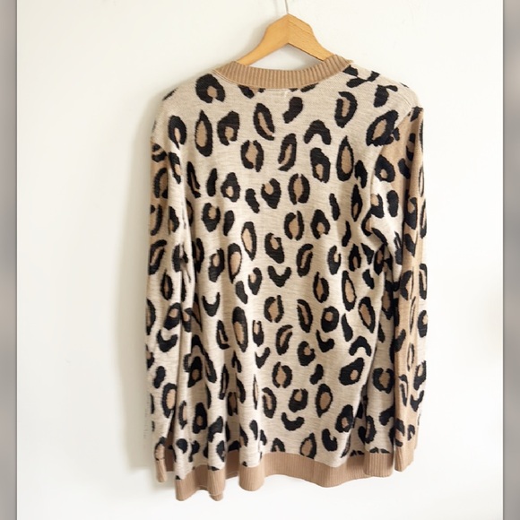 Apt 9 leopard animal print long sleeve open long cardigan sweater size Large - Picture 3 of 5
